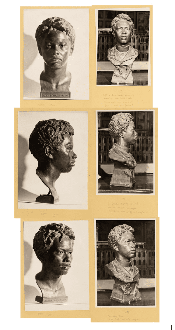 A comparison of Juan Luna busts kept by Multinational Investment Bancorporation (left) and UST Museum (right), as part of the due diligence research done by Amado Lacuesta in the 1980s.